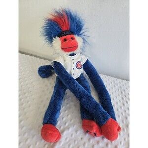 Chicago Cubs Plush Monkey Crazy Hair Stuffed Animal Hanging Hook Loop Hands Toy
